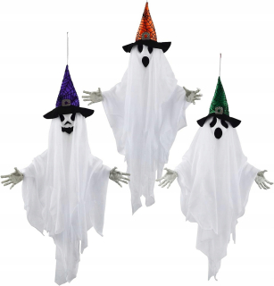 OZDOBY HALLOWEENSKÉ OZDOBY ZÁSAJNÉ STRAŠIDLÁ 3 ks. 63CM DUCH DUŠÍ